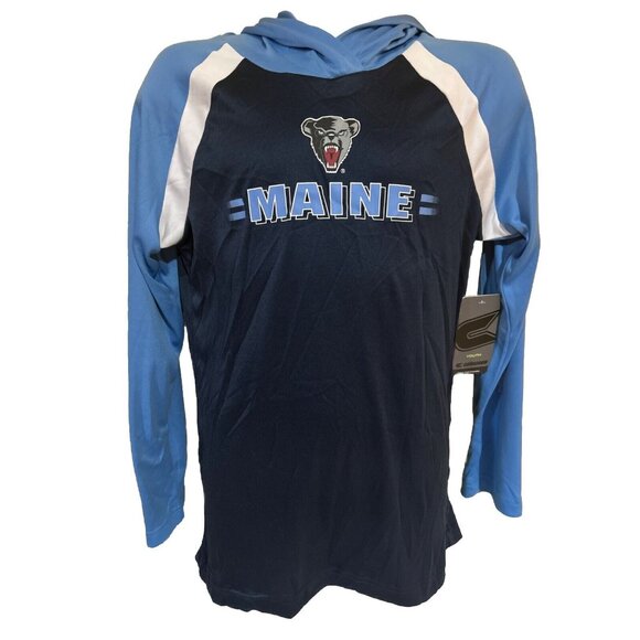 NEW Maine UMO Black Bears Colosseum Athletics Navy Blue Hooded LS Shirt Youth M - Picture 1 of 5